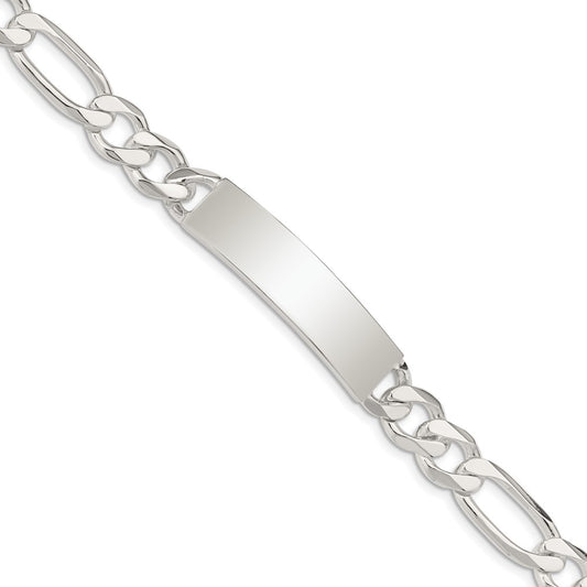 Quality Gold Sterling Silver Figaro Link ID Bracelet Sterling Silver