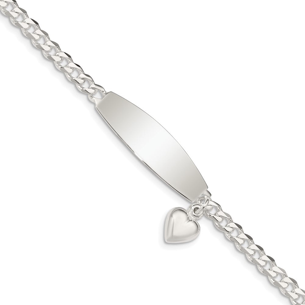 Quality Gold Sterling Silver w/Heart Charm ID Bracelet Sterling Silver