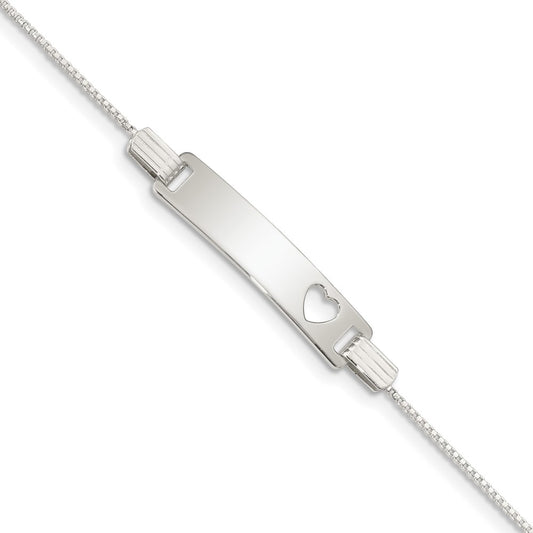 Quality Gold Sterling Silver Baby ID with Cut-out Heart Bracelet Sterling Silver