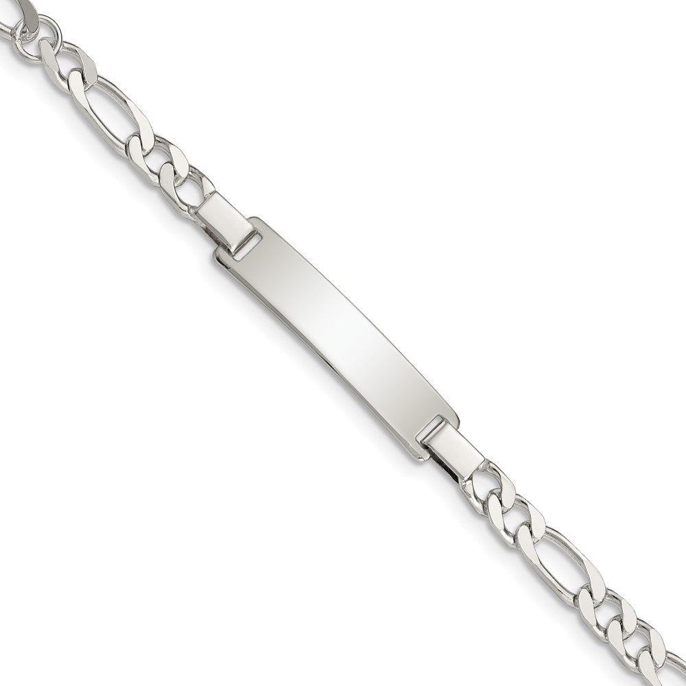 Quality Gold Sterling Silver Engraveable Childrens ID on Figaro Link Bracelet Sterling Silver