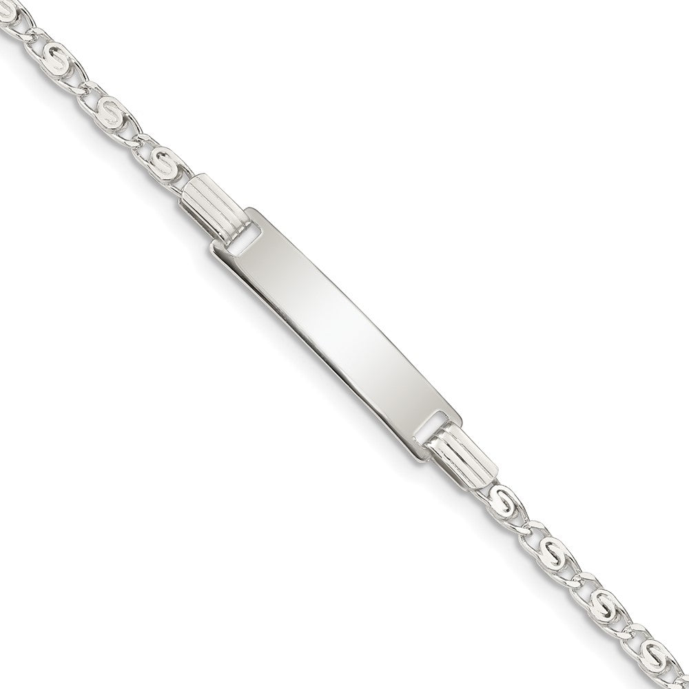 Quality Gold Sterling Silver 6inch Polished Engraveable Childrens ID Bracelet Sterling Silver