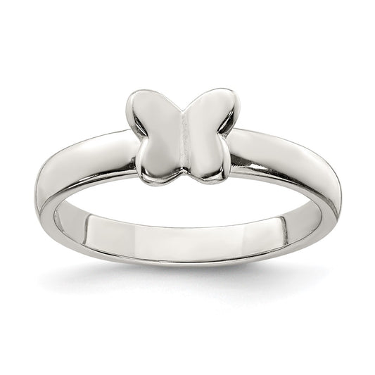 Quality Gold Sterling Silver Rhodium-plated Polished Butterfly Ring Sterling Silver