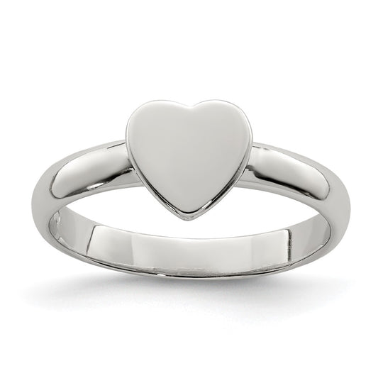 Quality Gold Sterling Silver Rhodium-plated Heart Ring Sterling Silver
