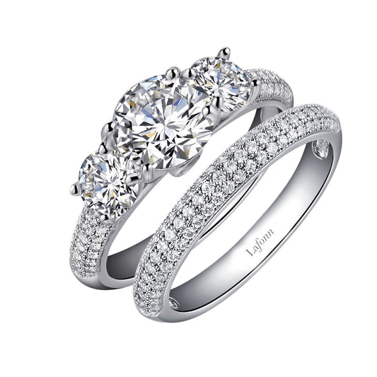 LaFonn Platinum Simulated Diamond 7.00mm Round, Approx. 1.28 CTW RINGS Solitaire Wedding Set