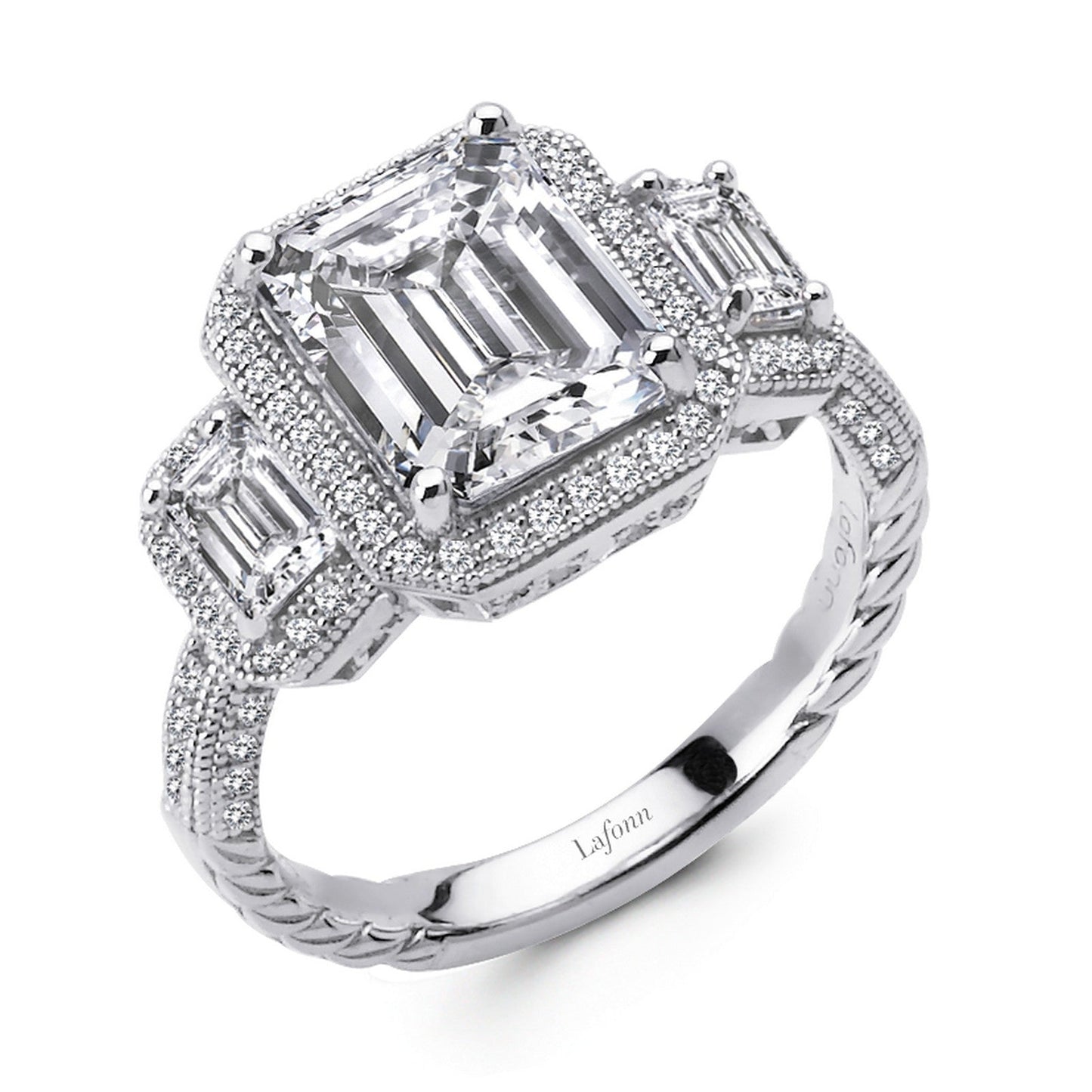 Lafonn Three-Stone Anniversary Ring 85 Stone Count R0070CLP05