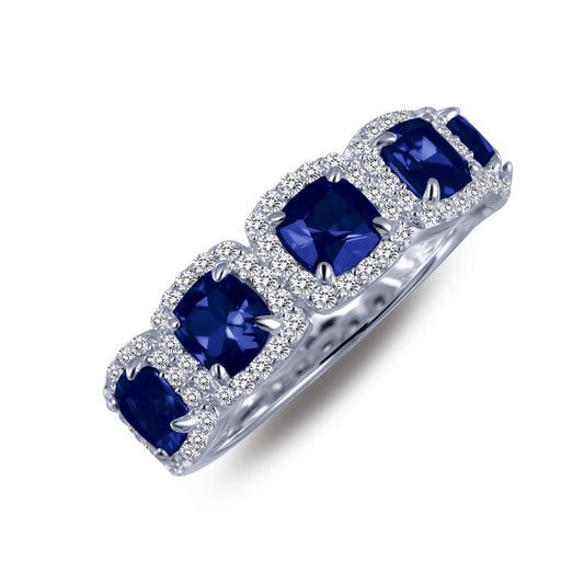 Lafonn Halo Anniversary Eternity Band Sapphire RINGS Size 7 Platinum 2.05 CTS