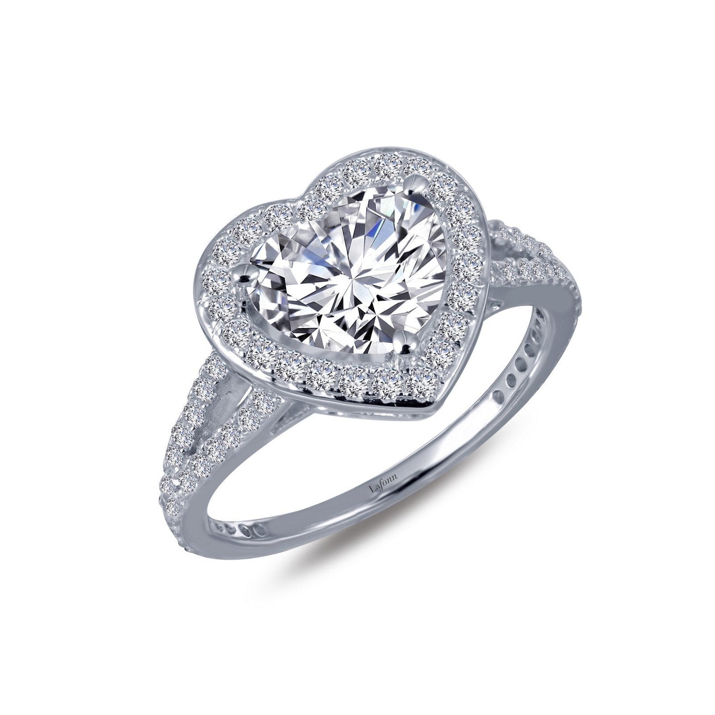 Lafonn Heart-Shaped Halo Engagement Ring Simulated Diamond RINGS Size 7 Platinum 2.27 CTS