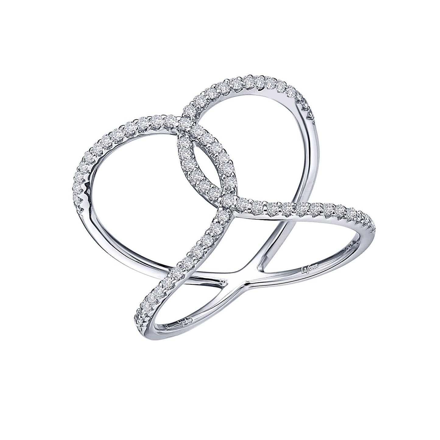 Lafonn Open Crisscross Ring Simulated Diamond RINGS Size 5 Platinum 0.66 CTS