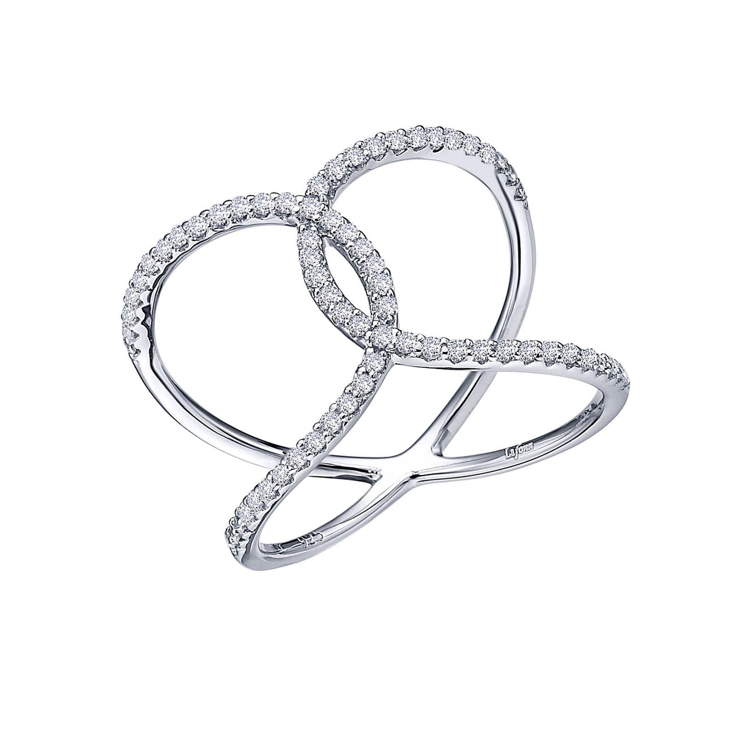 Lafonn Open Crisscross Ring Simulated Diamond RINGS Size 10 Platinum 0.66 CTS