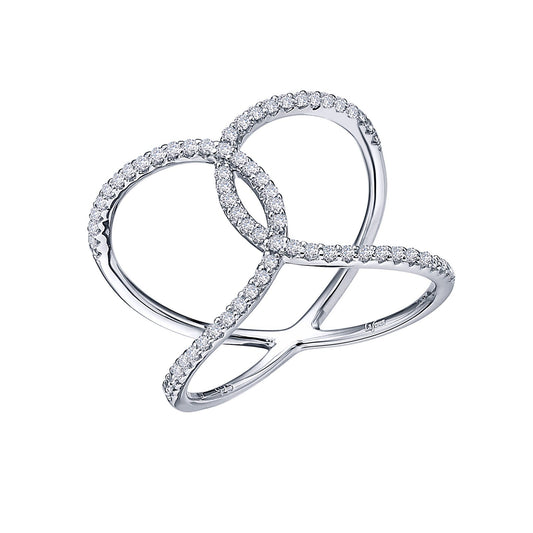 Lafonn Open Crisscross Ring 66 Stone Count R0191CLP06