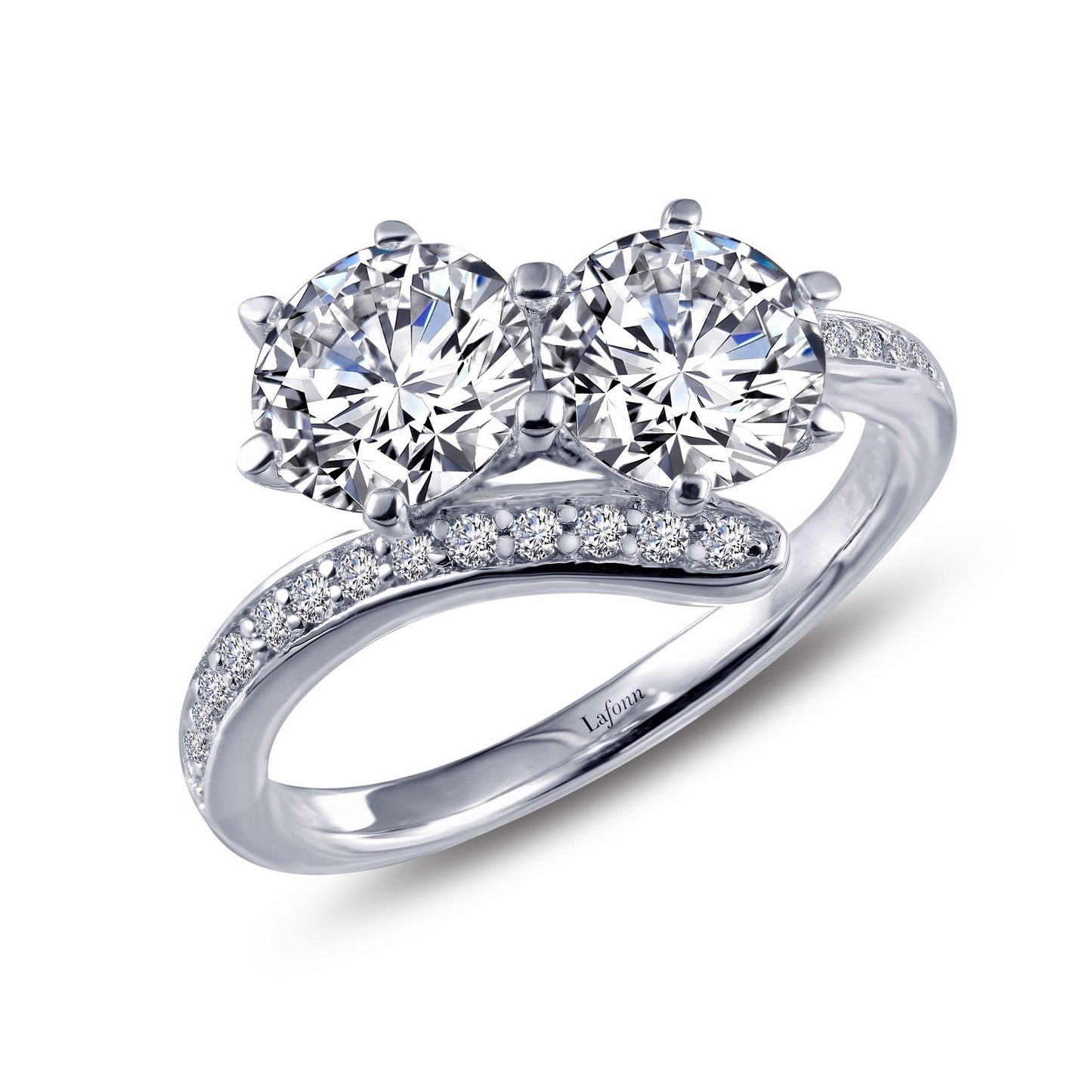 LaFonn Platinum Simulated Diamond 6.00mmX2 Round, Approx. 1.68 CTW RINGS Two-Stone Engagement Ring