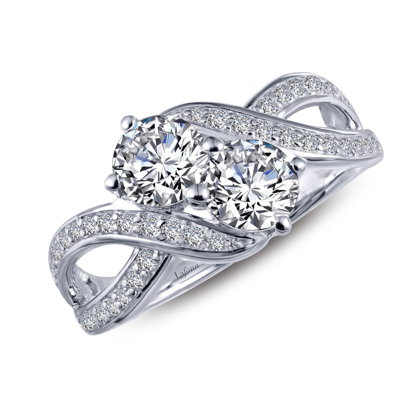 LaFonn Platinum Simulated Diamond 5.00mmX2 Round, Approx. 0.92 CTW RINGS Two-Stone Engagement Ring
