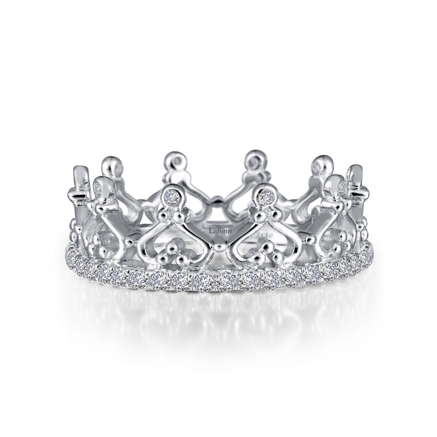 Lafonn Crown Eternity Ring Simulated Diamond RINGS Size 10 Platinum 0.55 CTS