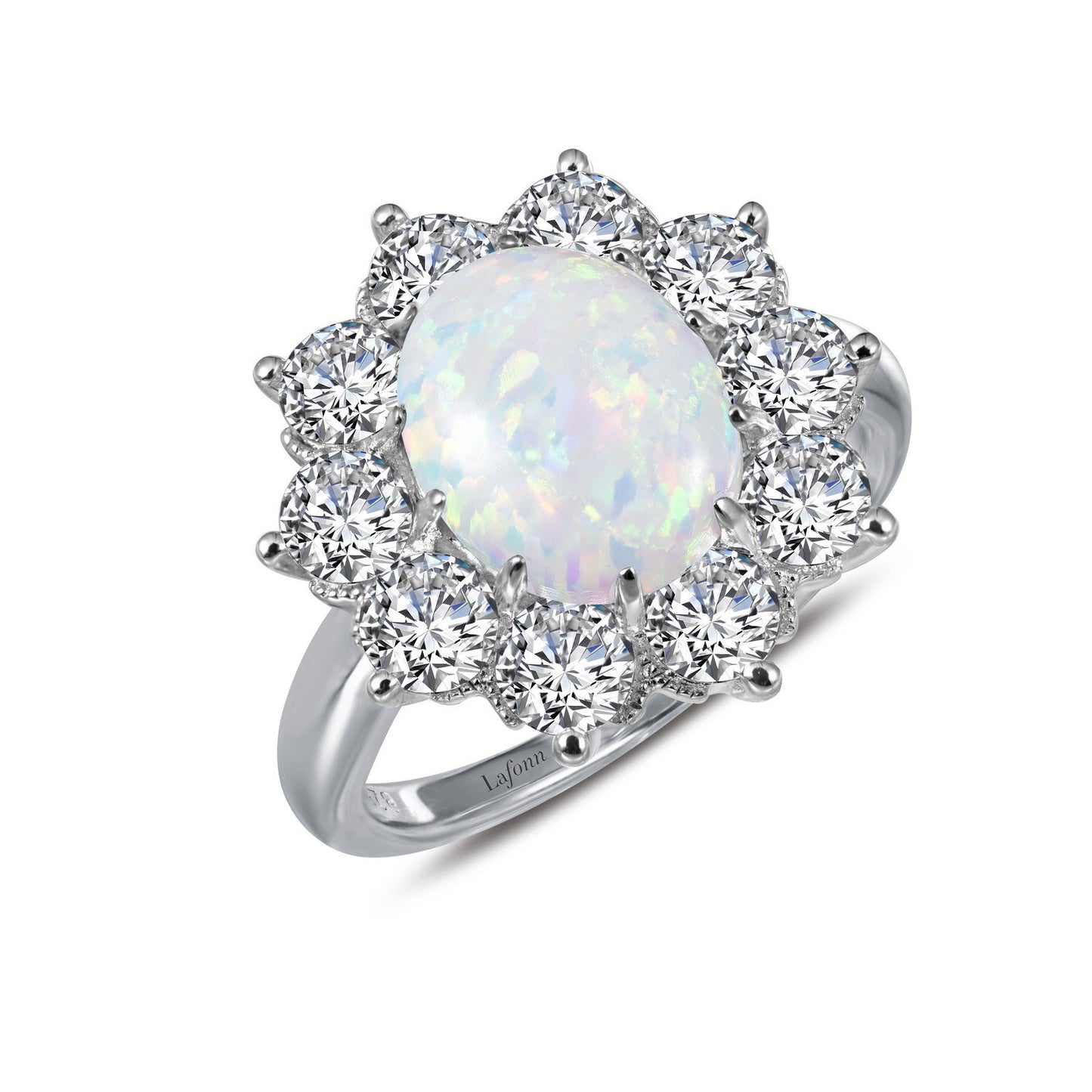 LaFonn Platinum Opal 10x8mm Oval, Opal N/A CTW RINGS Art Deco Inspired Engagement Ring