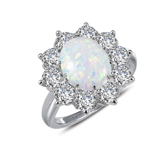 LaFonn Platinum Opal 10x8mm Oval, Opal N/A CTW RINGS Art Deco Inspired Engagement Ring