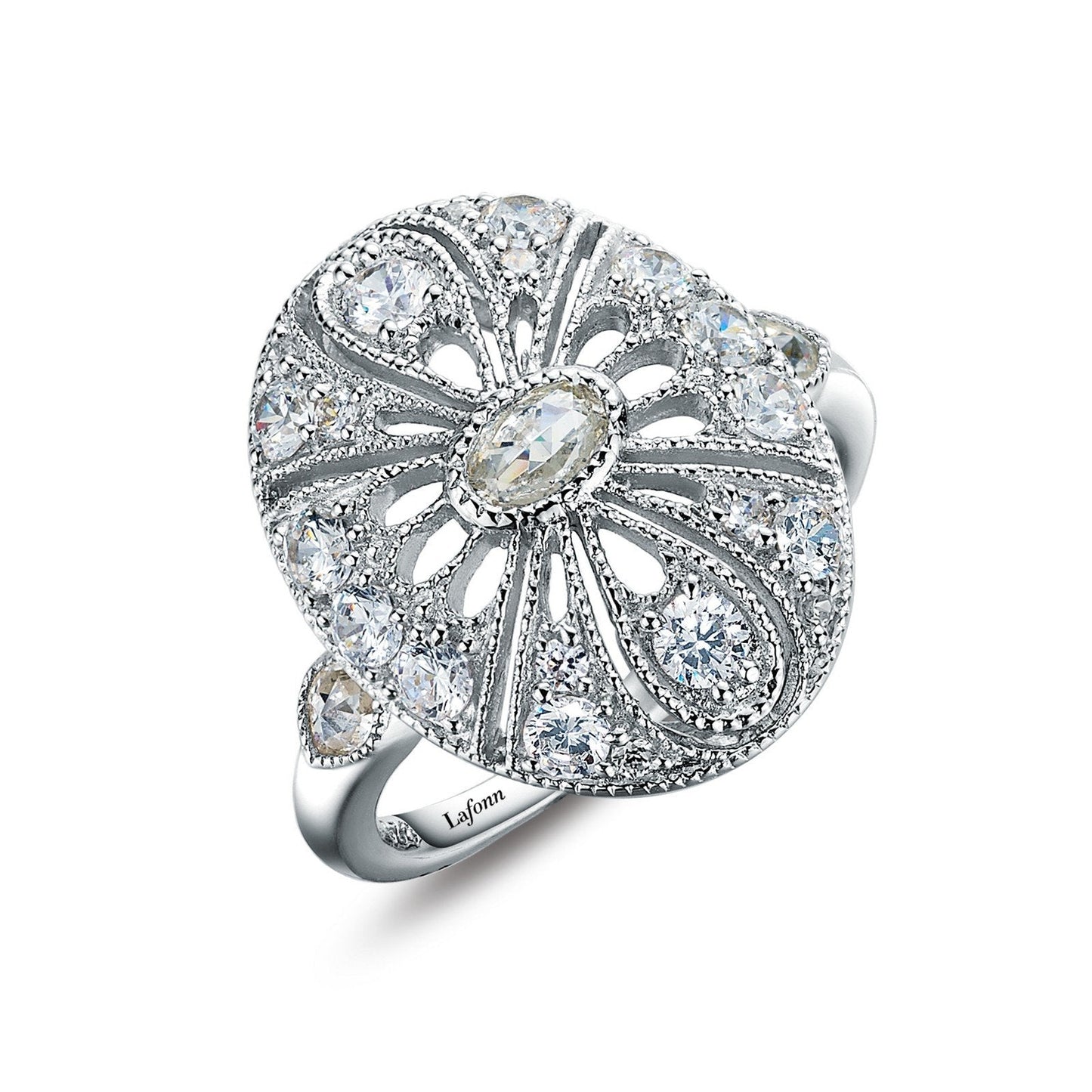 Lafonn Art Deco Inspired Engagement Ring Simulated Diamond RINGS Size 10 Platinum 1.46 CTS