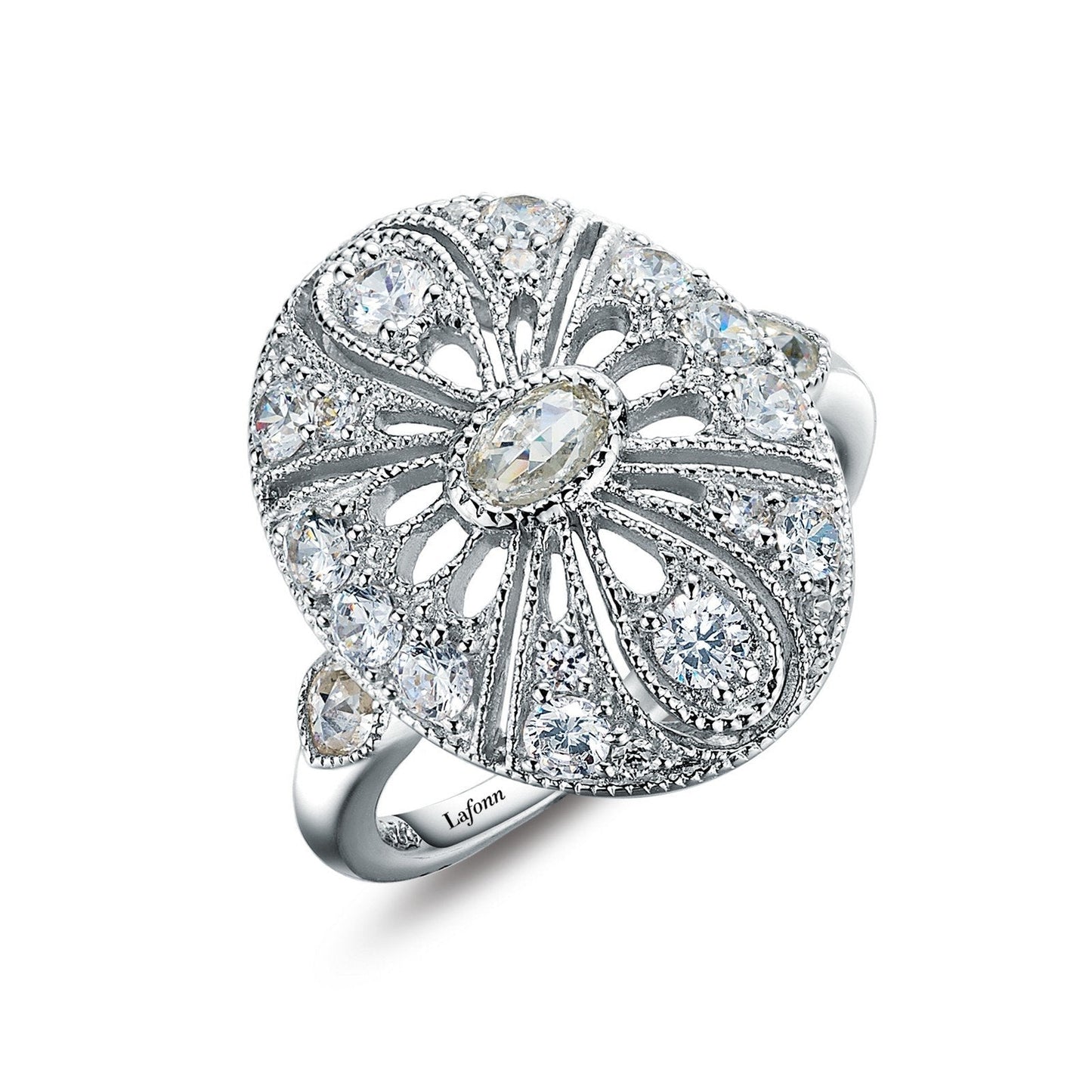 Lafonn Art Deco Inspired Engagement Ring Simulated Diamond RINGS Size 5 Platinum 1.46 CTS