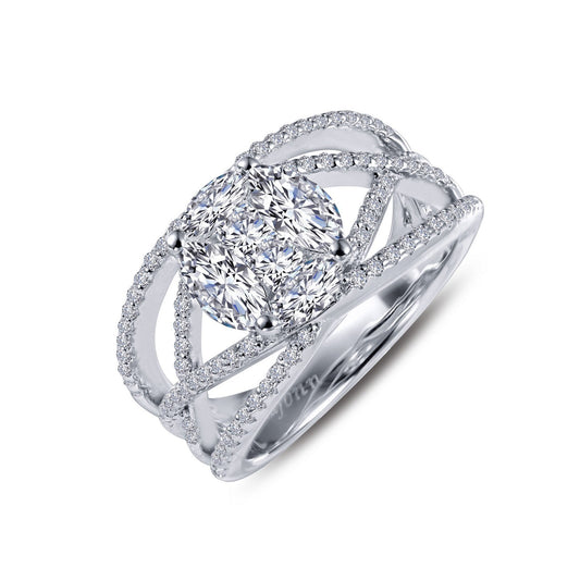 LaFonn Platinum Simulated Diamond 7x3.5mmX2 5x2.5mmX2 Marquise,2.5mmX2 Square, Approx. 1.40 CTW RINGS 2.24 CTW Anniversary Band