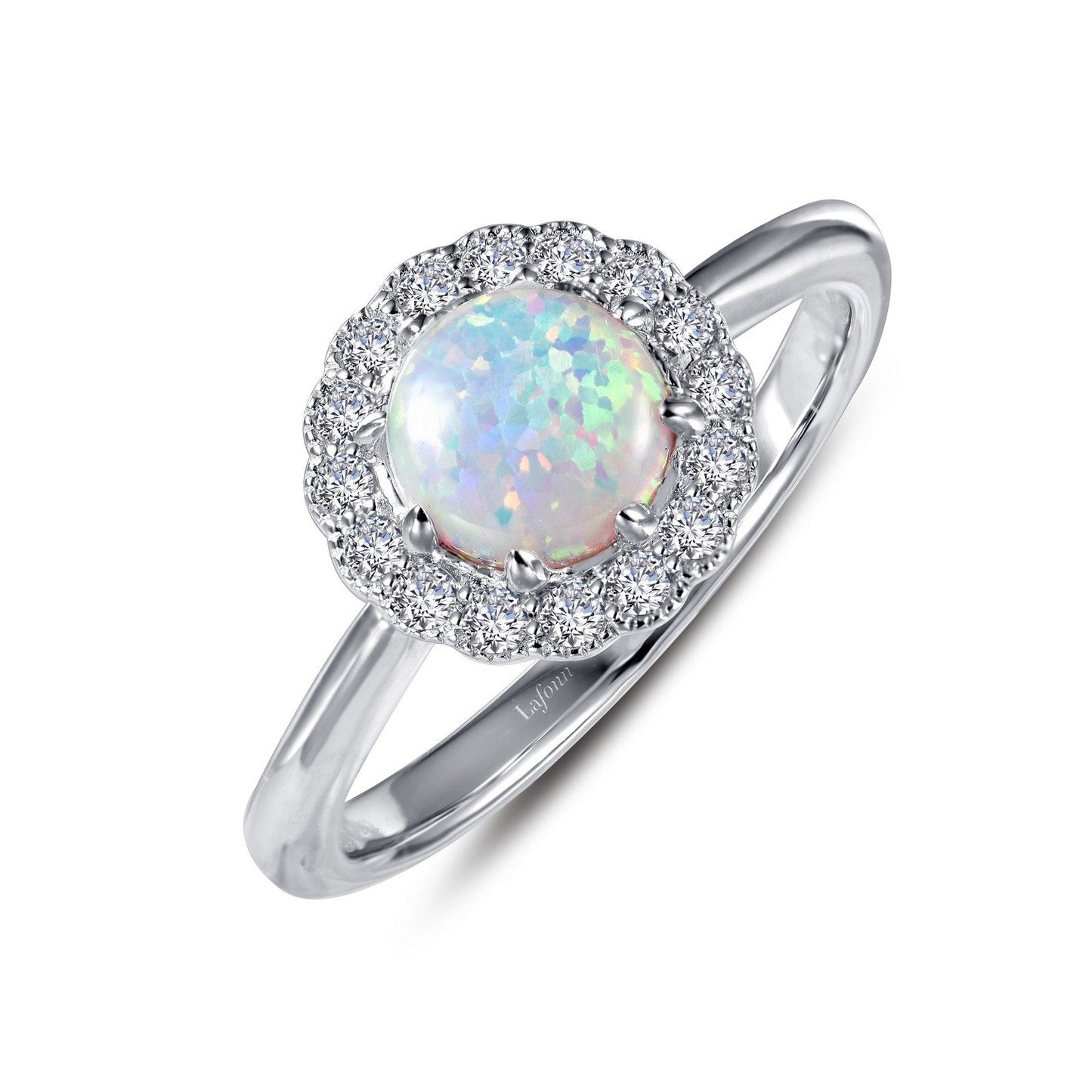 LaFonn Platinum Opal 6.00mm Round, Opal N/A CTW RINGS Halo Engagement Ring