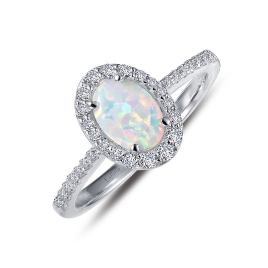 LaFonn Platinum Opal 7X5mm Oval, Opal N/A CTW RINGS Halo Engagement Ring