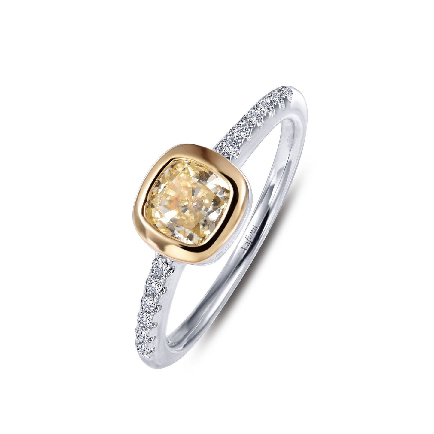 LaFonn Mixed-Color Canary 5.00mm Cushion, Approx. 0.71 CTW RINGS 0.89 CTW Engagement Ring