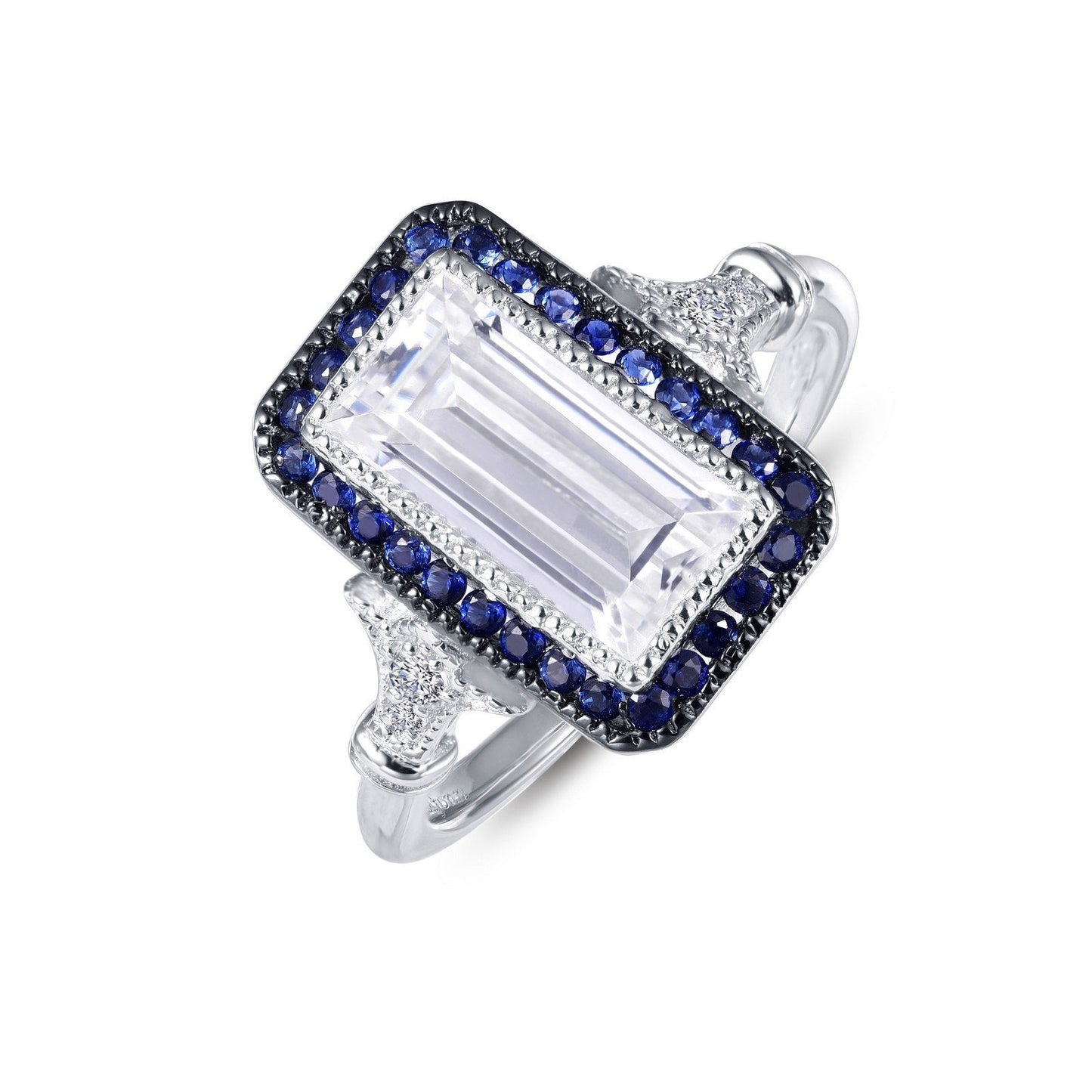 LaFonn Platinum Simulated Diamond 10X5mm Baguette, Approx. 2.60 CTW RINGS Vintage Inspired Engagement Ring