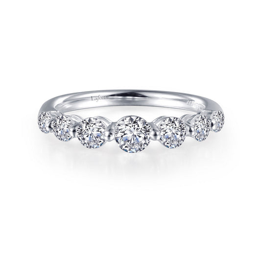 LaFonn Platinum Simulated Diamond 4.00mm Round, Approx. 0.25 CTW RINGS 7 Symbols of Joy Half Eternity Band