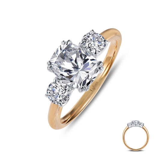 LaFonn Mixed-Color Simulated Diamond 8X6mm Cushion, Approx. 2.00 CTW RINGS Three-Stone Engagement Ring