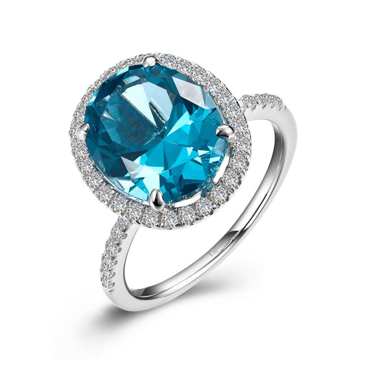 LaFonn Platinum Paraiba Tourmaline 12X10mm Oval, Approx. 5.05 CTW RINGS Oval Halo Engagement Ring