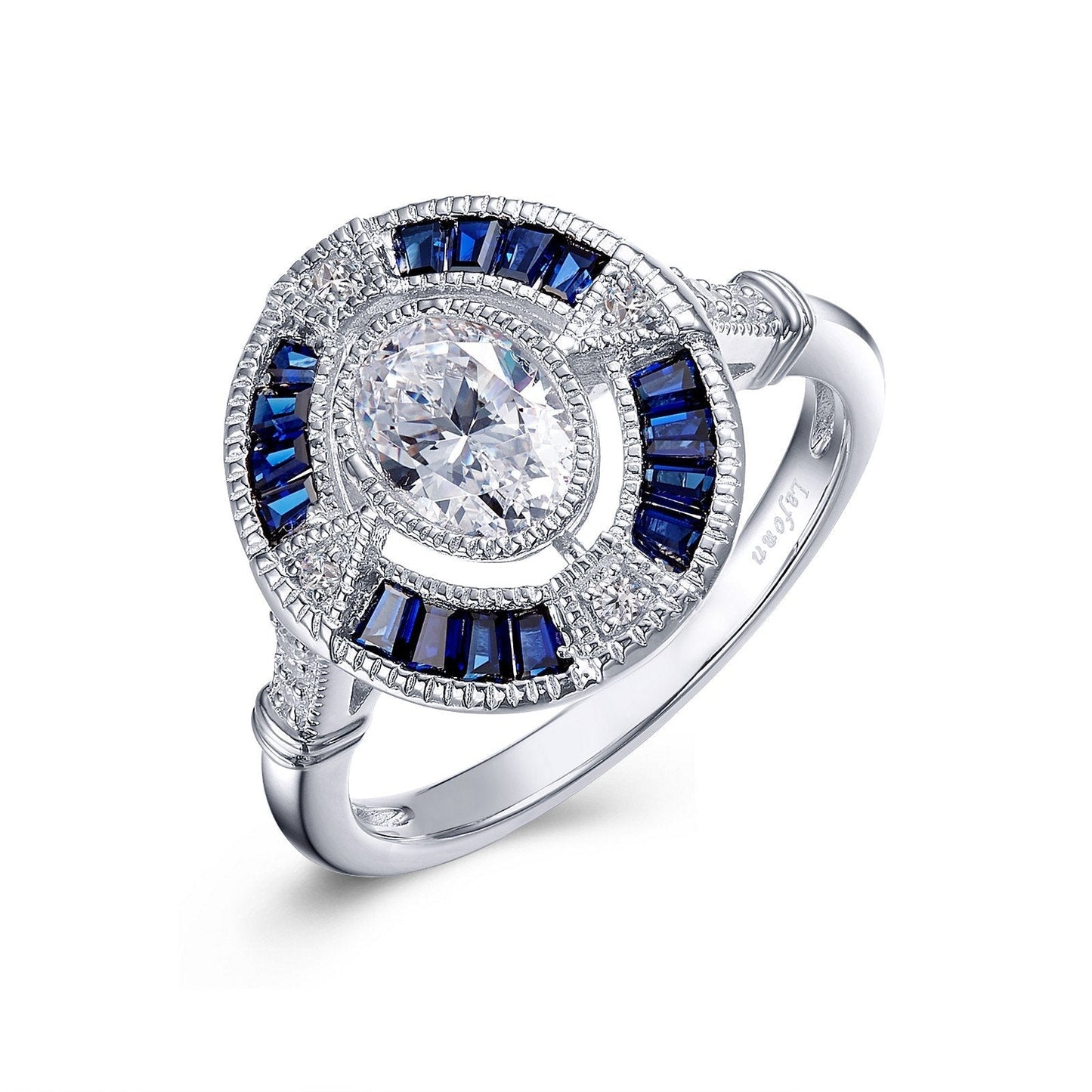 LaFonn Platinum Sapphire 7X5mm Oval, Approx. 0.76 CTW RINGS Vintage Inspired Engagement Ring