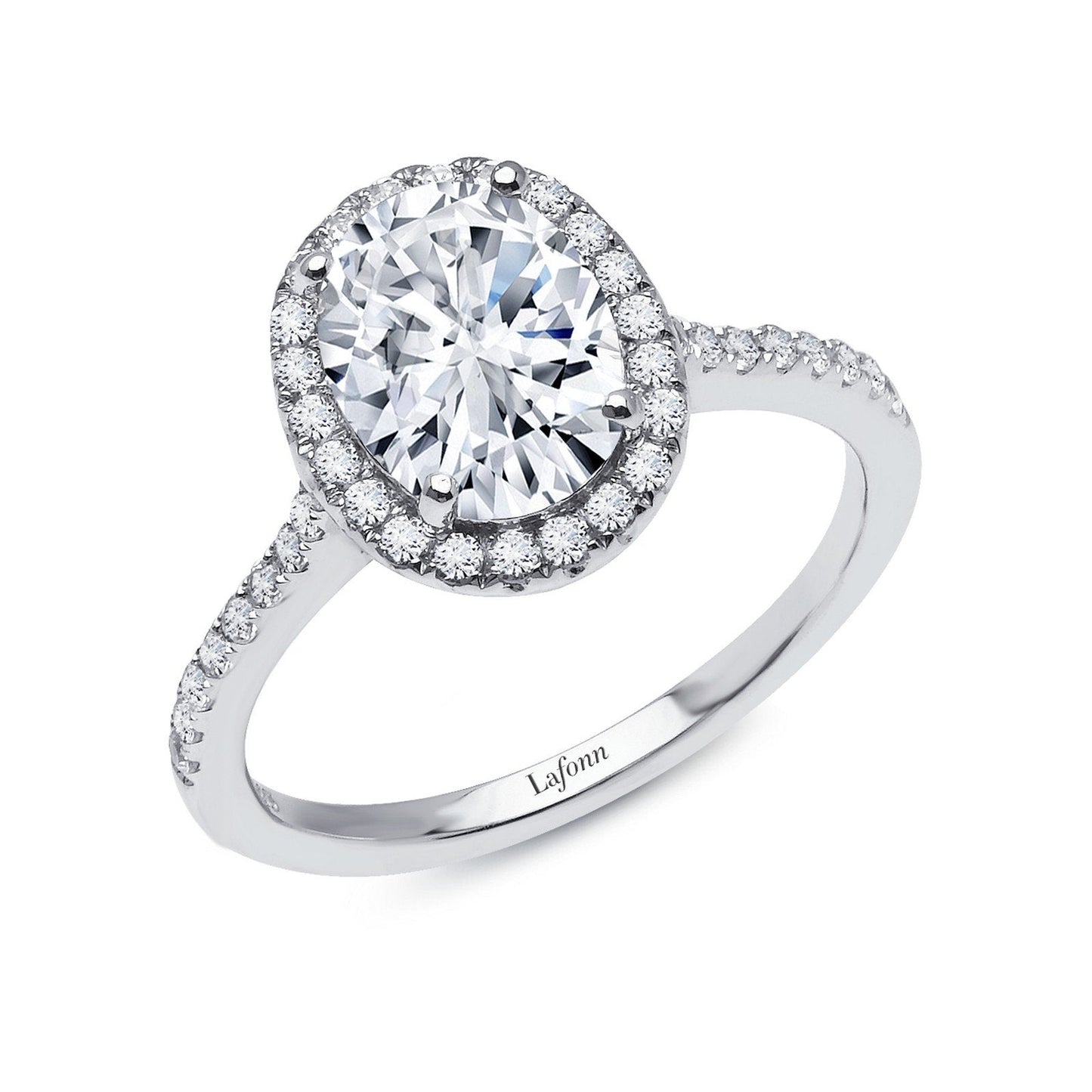 Lafonn 2.26 CTW Halo Engagement Ring Simulated Diamond RINGS Size 10 Platinum 2.26 CTS