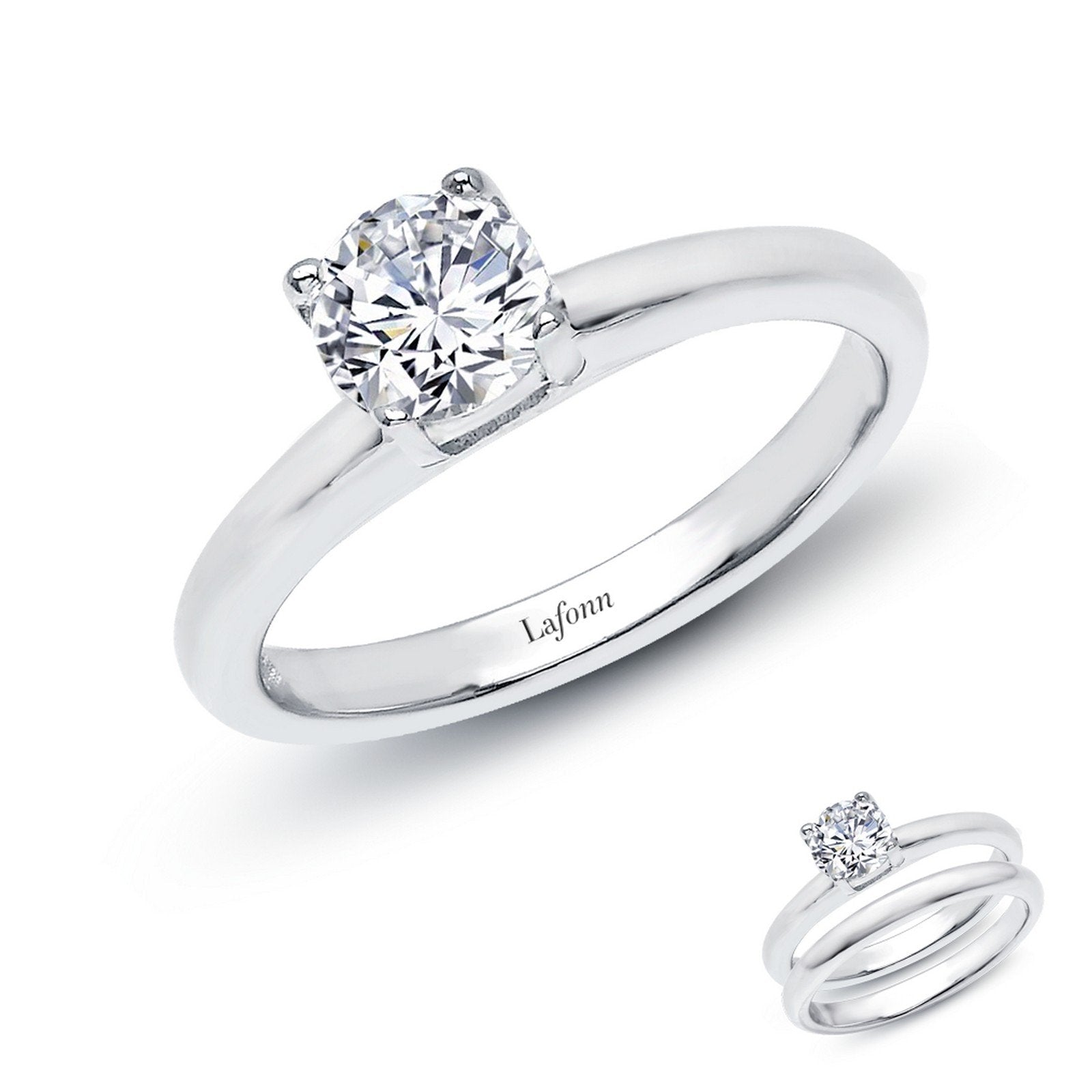 Lafonn 1.03 CTW Solitaire Engagement Ring Simulated Diamond RINGS Size 7 Platinum 1.03 CTS