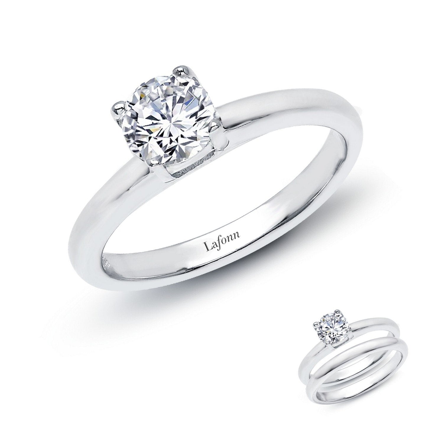 Lafonn 1.03 CTW Solitaire Engagement Ring Simulated Diamond RINGS Size 5 Platinum 1.03 CTS