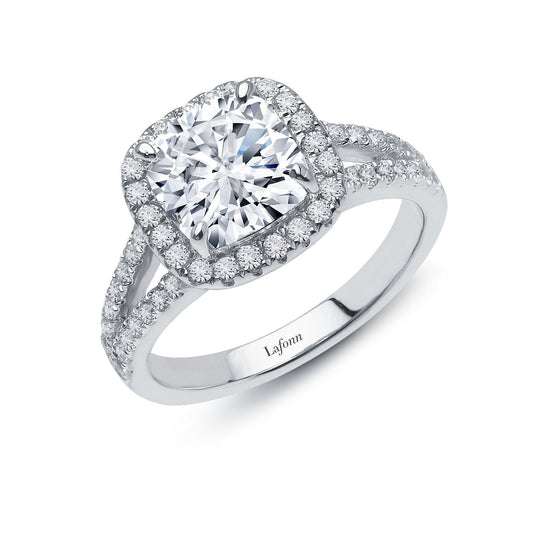 Lafonn 3.82 CTW Halo Engagement Ring Simulated Diamond RINGS Size 8 Platinum 3.82 CTS