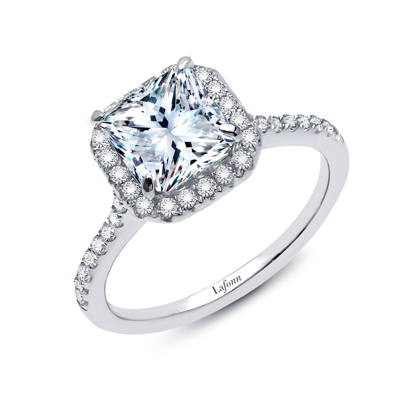Lafonn 2.34 CTW Halo Engagement Ring Simulated Diamond RINGS Size 8 Platinum 2.34 CTS