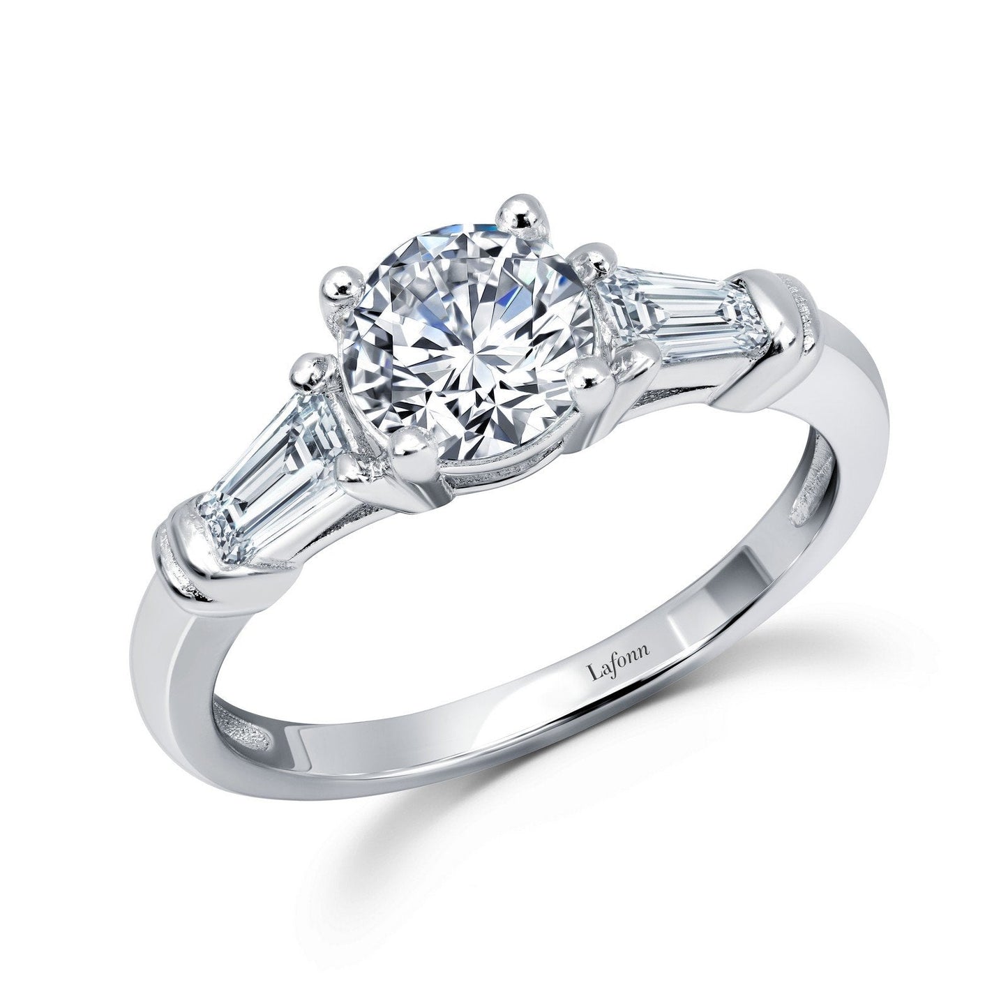 LaFonn Platinum Simulated Diamond 6.50mm Round, Approx. 1.03 CTW RINGS Three-Stone Engagement Ring