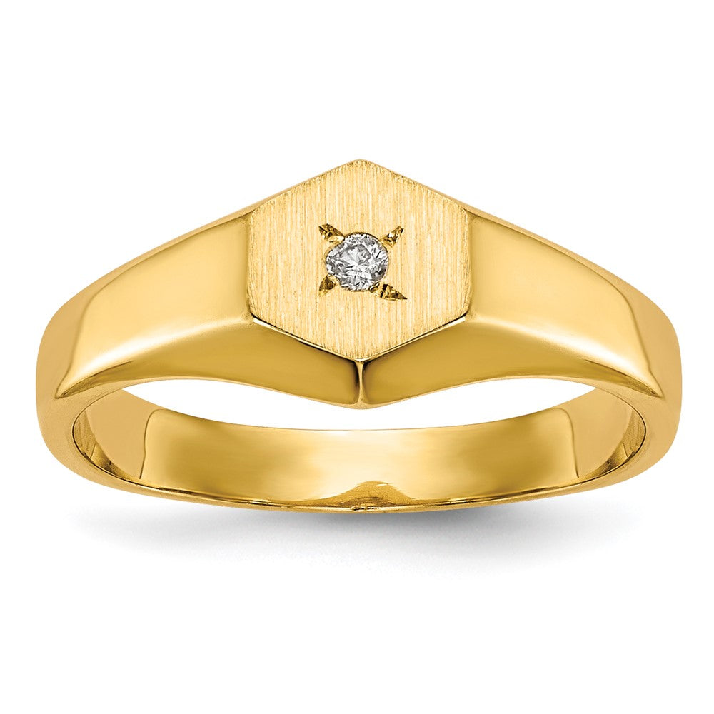 Quality Gold 14k Child's AA Diamond Open Back Signet Ring Gold