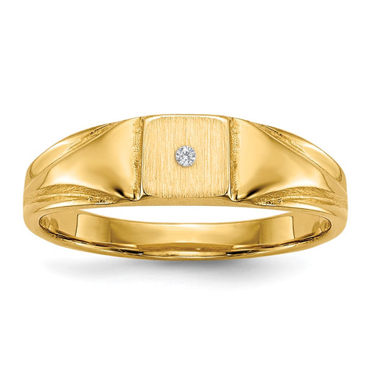 Quality Gold 14k Child's AA Diamond Closed Back Signet Ring Gold