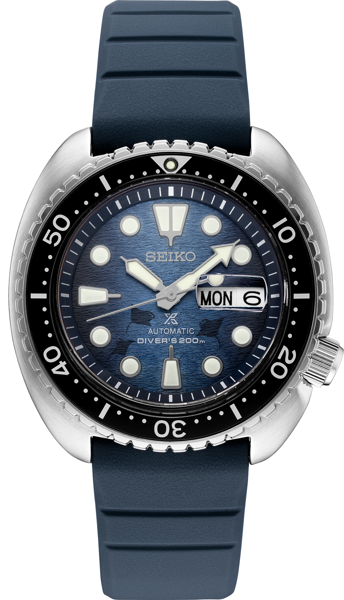 Seiko Men's Automatic Prospex Diver Dark Blue Silicone Strap Watch 45mm SRPF77