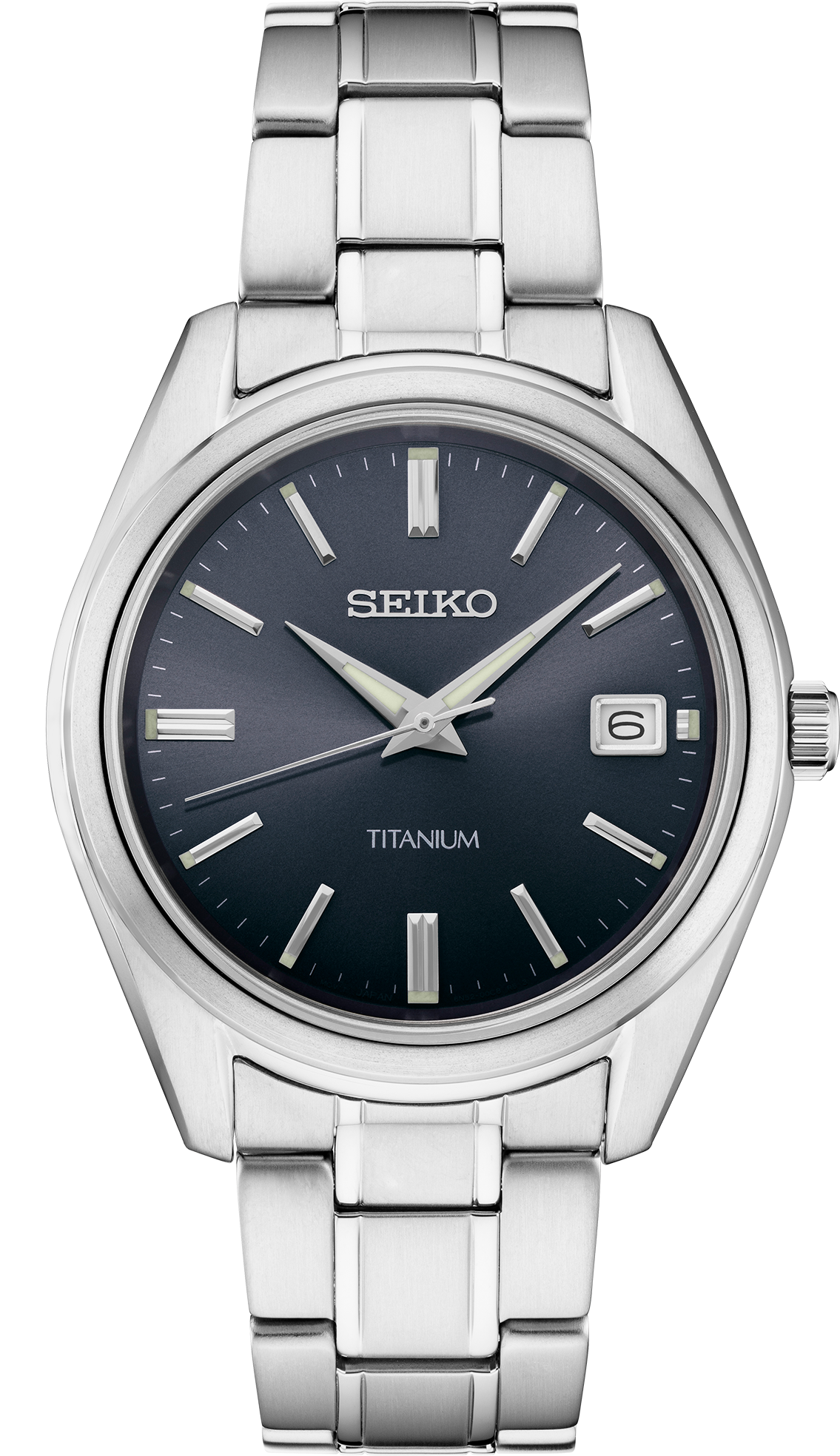 SEIKO Classic Quartz Blue Dial Grey Titanium Men's Watch SUR373