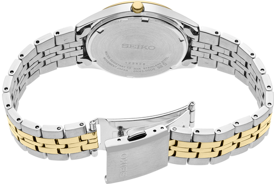 Seiko Essentials Mens Two Tone Stainless Steel Bracelet Watch SUR430