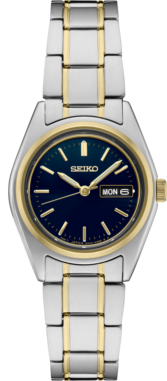 Seiko Essentials Womens Two Tone Stainless Steel Bracelet Watch SUR436