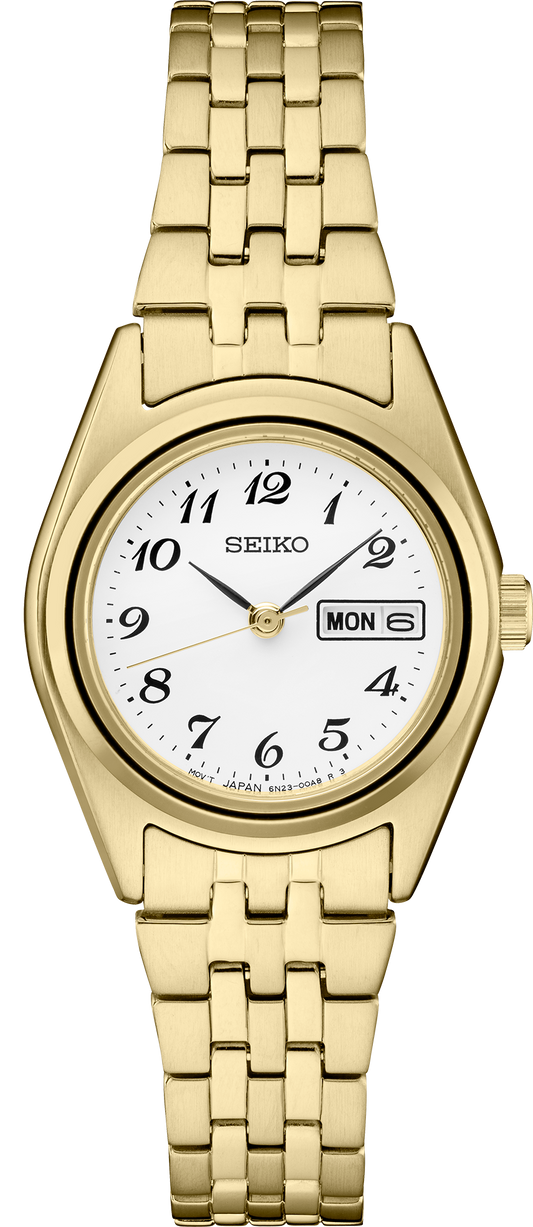 Seiko Essentials Womens Gold Tone Stainless Steel Bracelet Watch SUR440