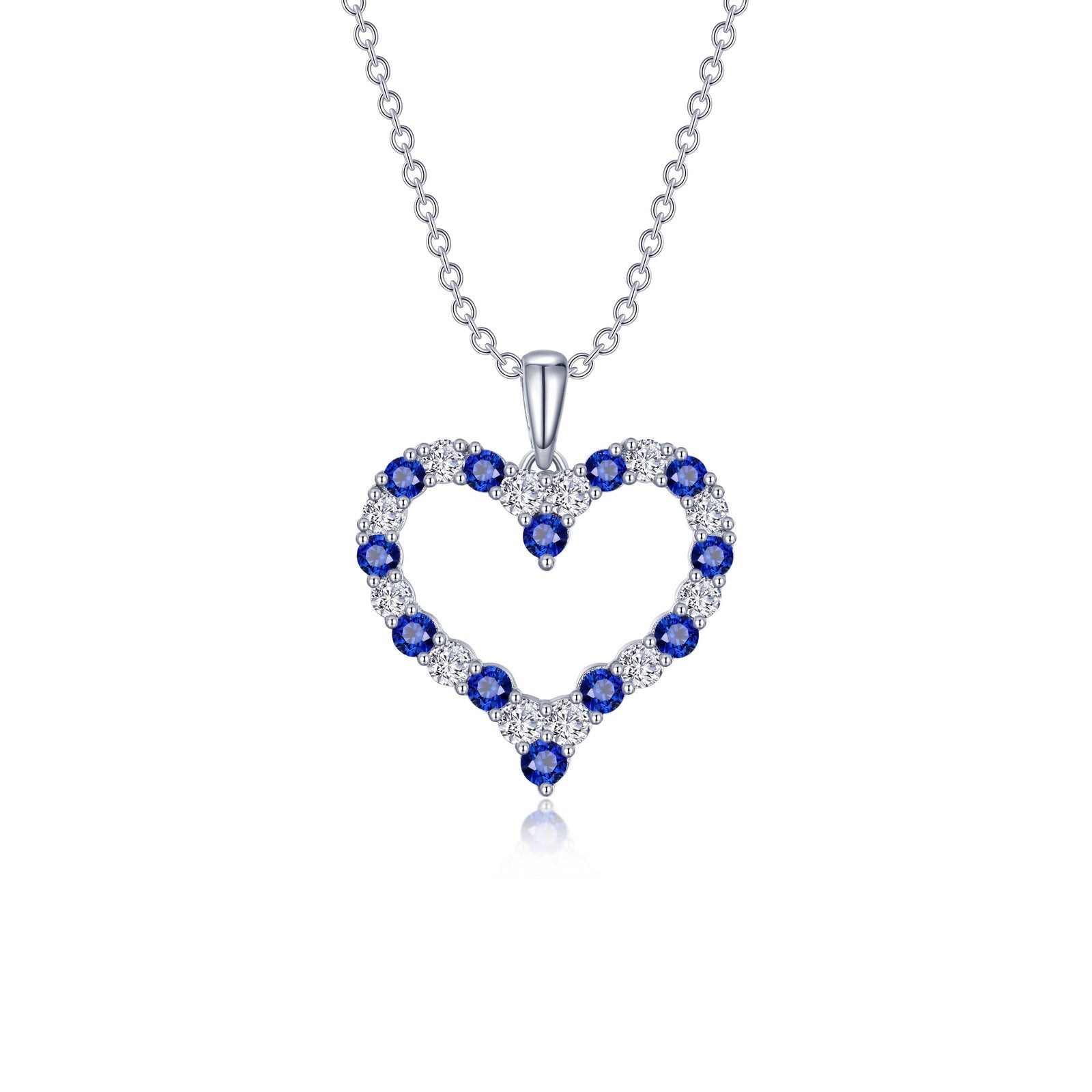 Lafonn Fancy Lab-Grown Sapphire Heart Pendant Necklace 24 Stone Count SYP003SP18