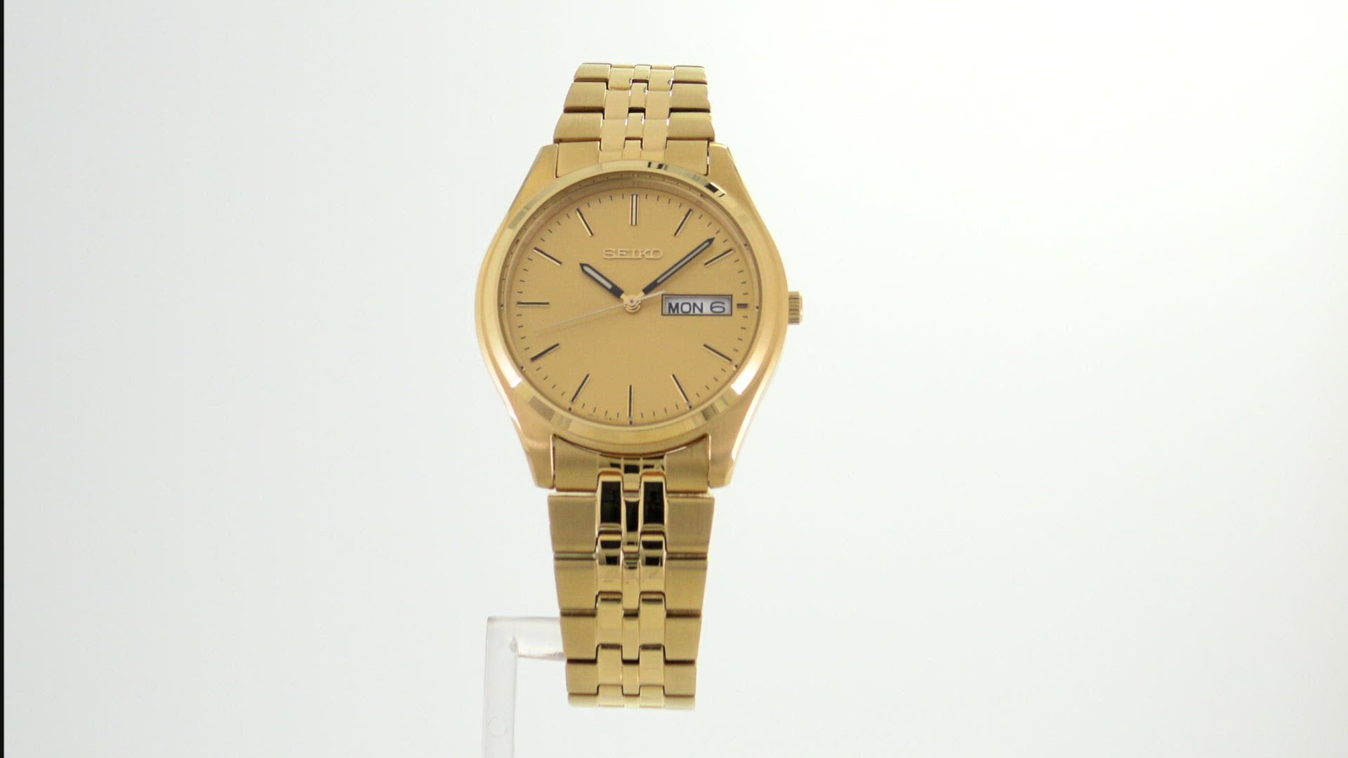 Seiko Essentials Mens Gold Tone Stainless Steel Bracelet Watch SUR434