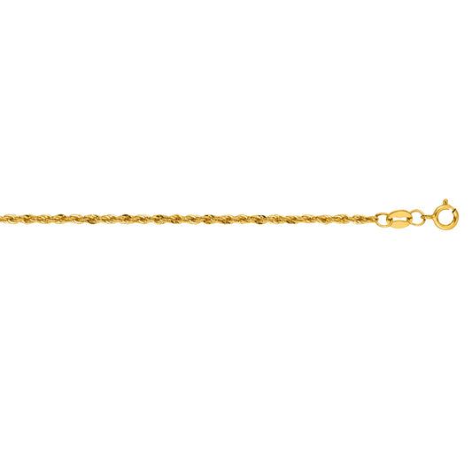 Royal Chain 10K Gold 1.5mm Diamond Cut Lite Rope Chain 012HSR