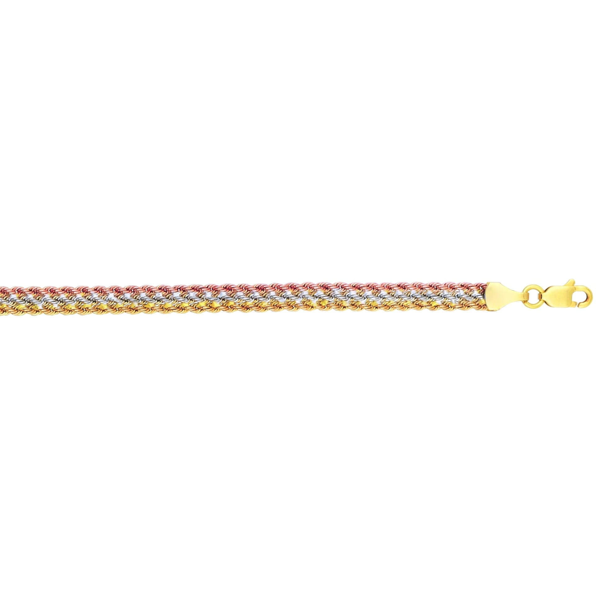 Royal Chain 10K Gold Triple Row Rope Bracelet 012TCHTR