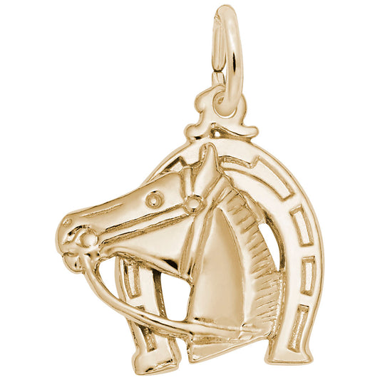 Good Luck Horse Head with Horseshoe Charm for Gamers & Collectors 0173