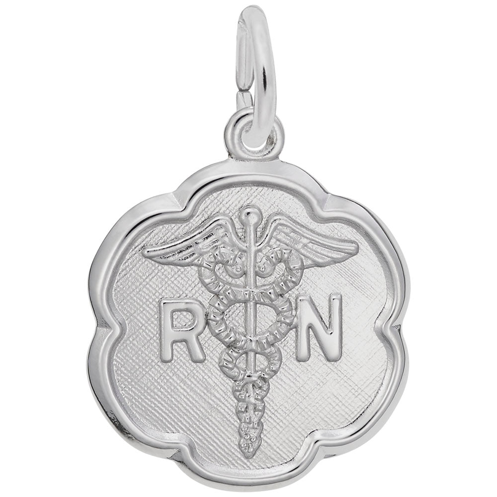 Graduation Caduceus Scalloped Disc Charm for Medical Professionals 0181