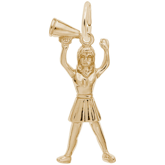 Cheerleader with Megaphone Charm - Dance & Sports Jewelry Gift 0236